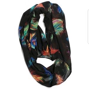 Peacock Print Sheer Infinity Scarf